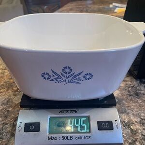 CorningWare White Casserole Dish with Blue Floral Design